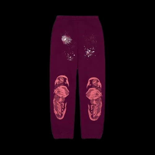 Sp5der Nocturnal Highway Sweatpant 'Burgundy'