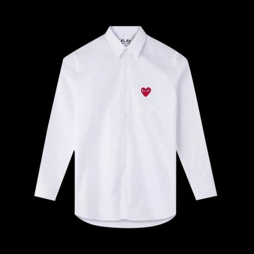 Comme des Garçons Play Long-Sleeve Button Down Shirt With Red Heart 'White'