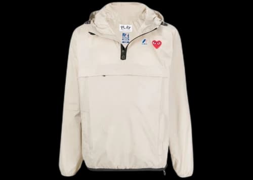 Comme des Garcons Play X K Way Full Zip Packable Jacket Beige