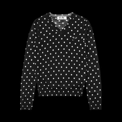 Comme des Garçons PLAY V-Neck Polka Dot Pullover With Black Heart 'Black'