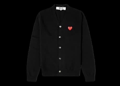 Comme des Garcons Play Red Heart Fine Knit Wool Cardigan Black/Red