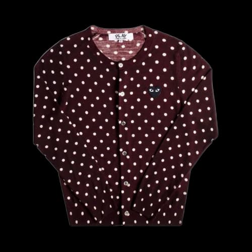 Comme des Garçons PLAY Polka Dot Heart Logo Cardigan 'Burgundy'
