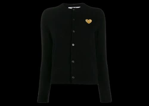 Comme des Garcons PLAY Gold Heart Cardigan Black