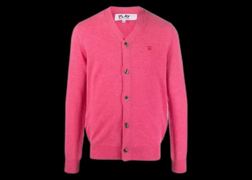 Comme des Garcons Play Fine Knit Wool Cardigan Pink/Red
