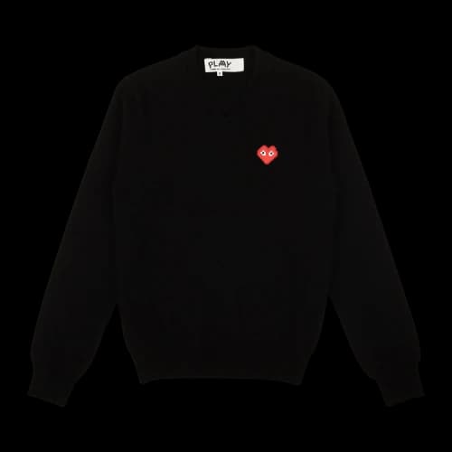 Comme des Garçons Heart V-Neck Sweater 'Black'