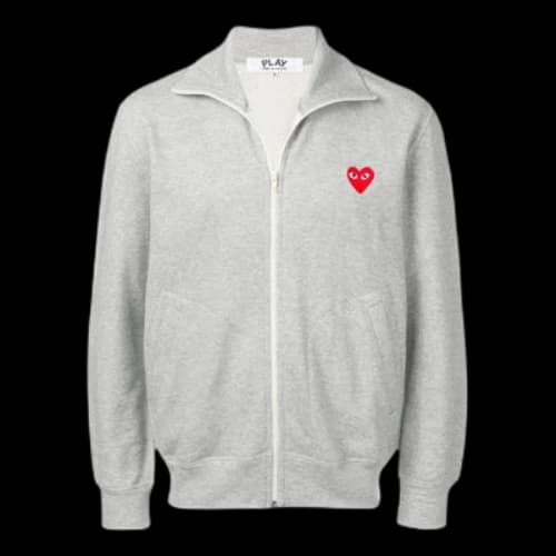 COMME des GARCONS PLAY Full Zip Sweatshirt Red Emblem 'Grey'