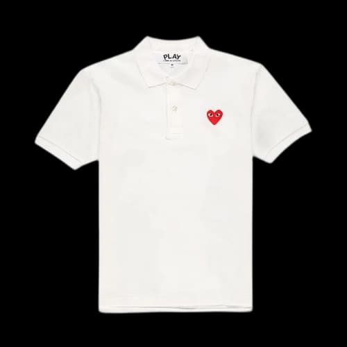 Comme des Garçons Short-Sleeve Play Polo Shirt With Red Heart 'White'