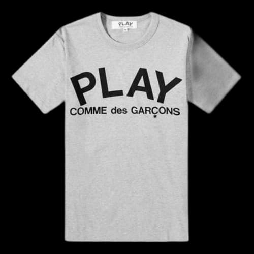 COMME des GARCONS PLAY Word Logo Short Sleeve Gray Black