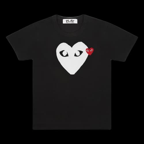 Comme des Garcons Play double heart logo Tee Black