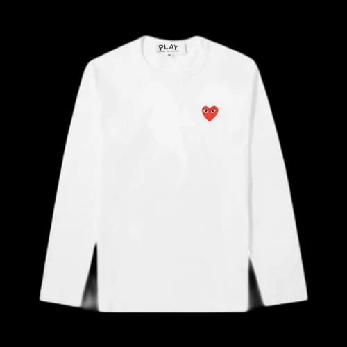 Comme des Garçons PLAY Long-Sleeve Basic Logo Tee 'White'