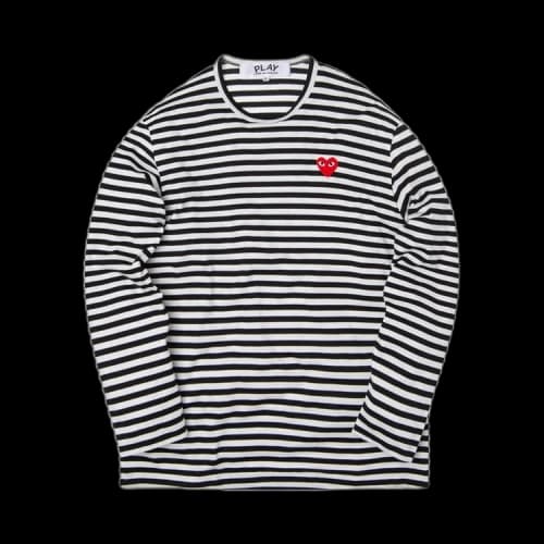 Comme des Garçons PLAY Heart Striped T-Shirt 'Black/White'