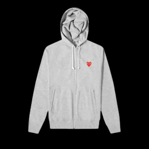 Comme des Garçons Play Zip Up Hoodie With Red Heart 'Grey'