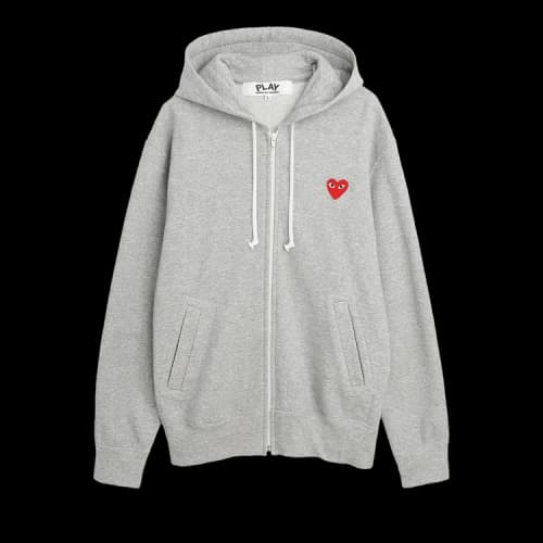 Comme des Garçons Play Small Heart Zip Hooded Sweatshirt 'Grey'