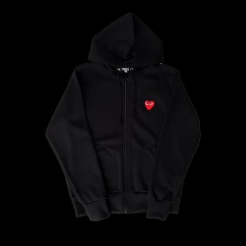 Comme des Garçons Play Zip Up Hoodie With Red Heart 'Black'