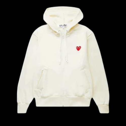 Comme des Garçons PLAY Zip Hooded Sweatshirt 'Ivory'