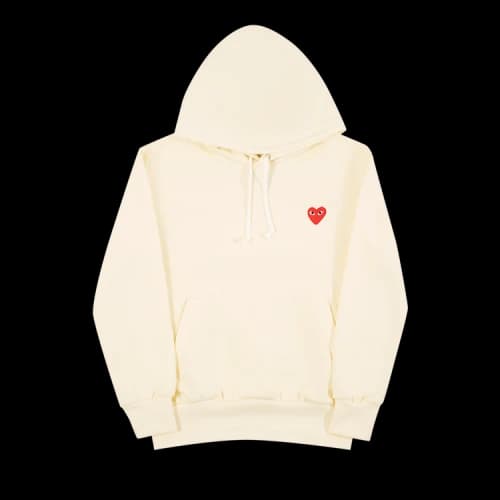 Comme des Garçons PLAY Heart Logo Hooded Sweatshirt 'Ivory'