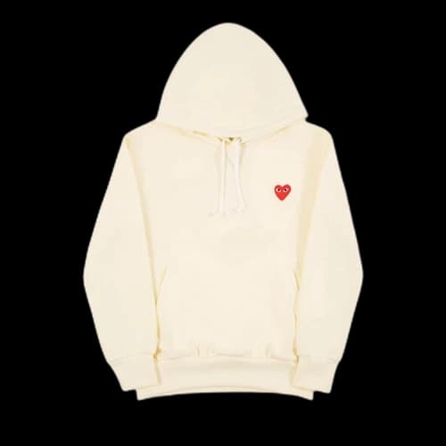 Comme des Garçons PLAY Heart Logo Hooded Sweatshirt 'Ivory'