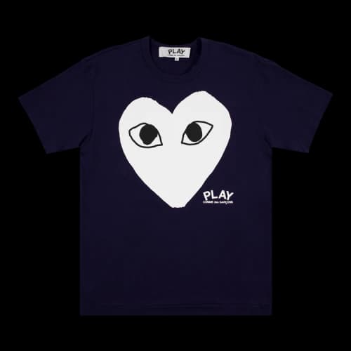 Comme des Garçons Short-Sleeve Play T-Shirt With Small Play Logo And Large White Heart 'Navy'