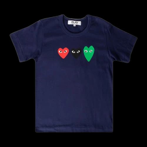Comme des Garçons PLAY Triple Heart Logo T-Shirt 'Navy'