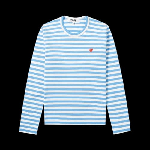 Comme des Garçons PLAY Heart Logo Striped Long-Sleeve T-Shirt 'Blue'