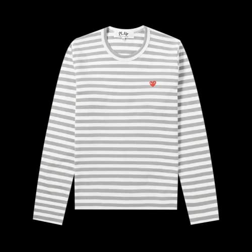 Comme des Garçons PLAY Heart Logo Striped Long-Sleeve T-Shirt 'Grey'