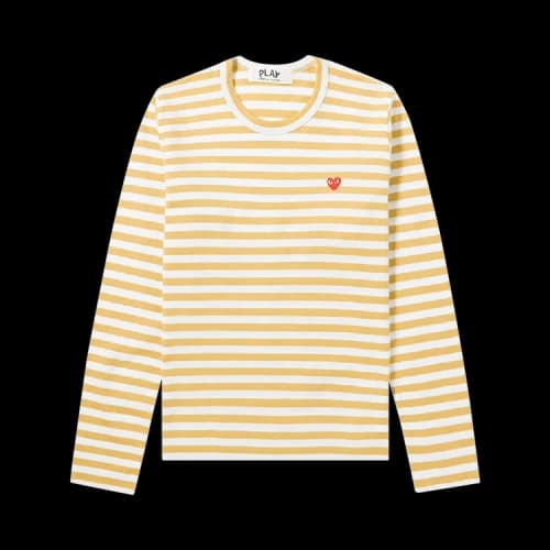 Comme des Garçons PLAY Heart Logo Striped Long-Sleeve T-Shirt 'Orange'