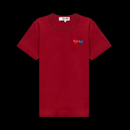 Comme des Garçons PLAY Double Mini Heart Tee 'Burgundy'