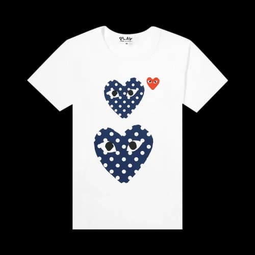 Comme des Garçons PLAY Polka Dot Twin Heart Logo T-Shirt 'White'