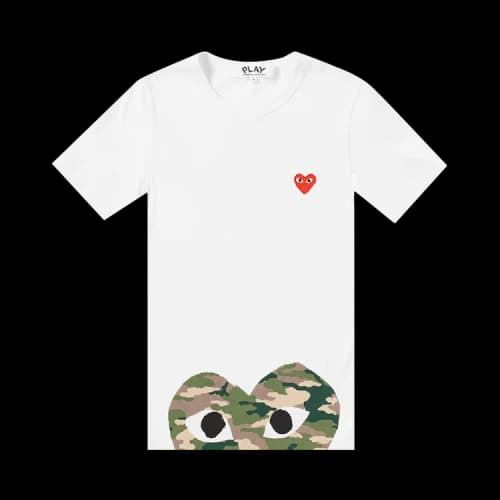 Comme des Garçons PLAY Camo Hem Heart Logo T-Shirt 'White'