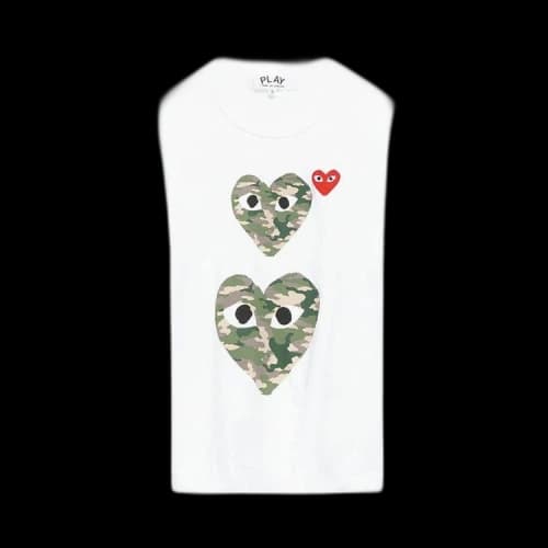 Comme des Garçons PLAY Double Heart Camo Tee 'White'