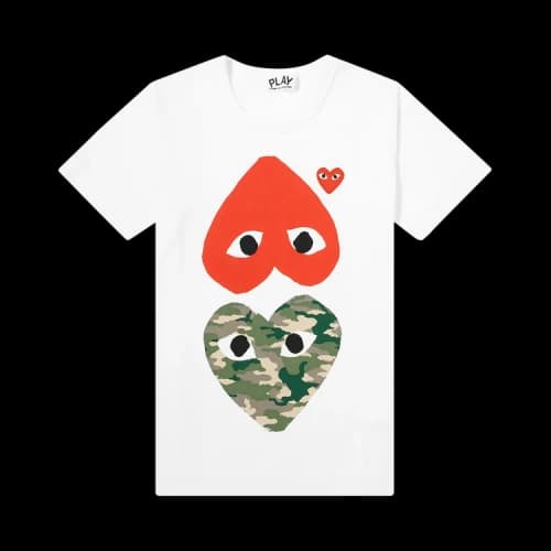 Comme des Garçons PLAY Camo Mixed Heart T-Shirt 'White'