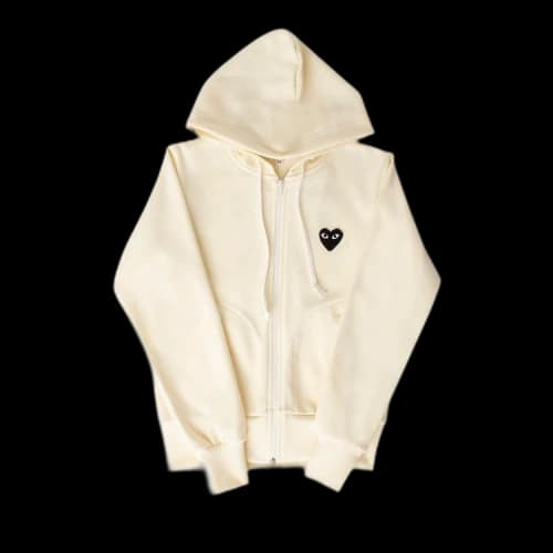 Comme des Garçons PLAY Big Heart Logo Zip Up Hoodie 'Ivory'