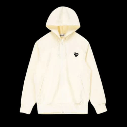 Comme des Garçons PLAY Big Heart Zip Up Sweatshirt 'Ivory'