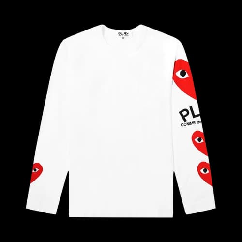 Comme des Garçons PLAY Long-Sleeve Multi Heart Tee 'White'