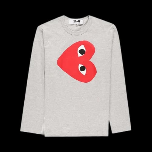 Comme des Garçons Long-Sleeve Play T-Shirt With Sideways Red Heart 'Grey'