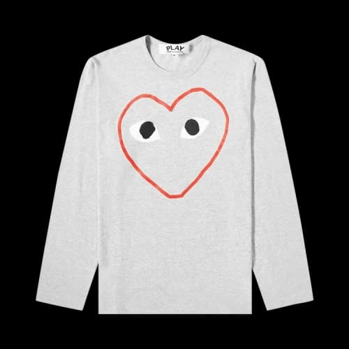 Comme des Garçons PLAY Play Heart Outline Long-Sleeve Tee 'Grey'