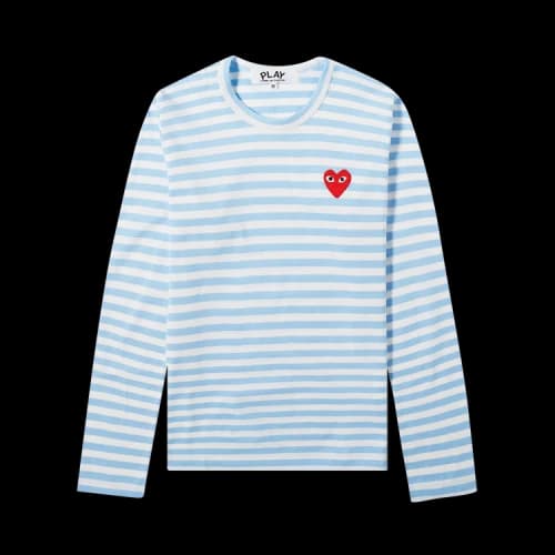 Comme des Garçons PLAY Heart Logo Striped Long-Sleeve T-Shirt 'Blue'