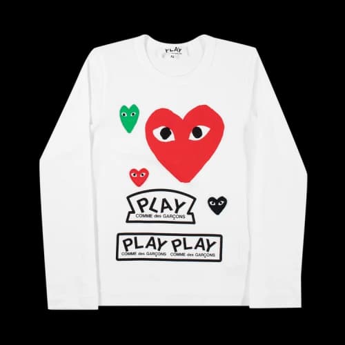 Comme des Garçons PLAY Multi Logo Long-Sleeve T-Shirt 'White'