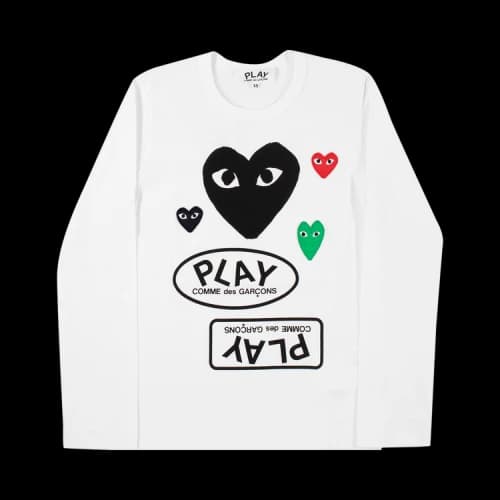 Comme des Garçons PLAY Multi Logo Long-Sleeve T-Shirt 'White'