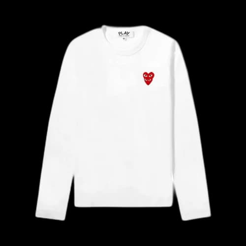 Comme des Garçons PLAY Double Heart Long-Sleeve T-Shirt 'White'