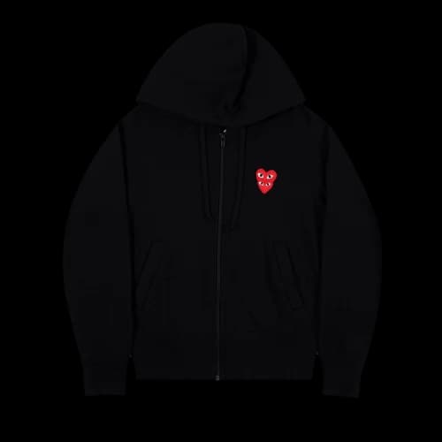 Comme des Garçons PLAY Heart Logo Zip Up Hooded Sweatshirt 'Black'