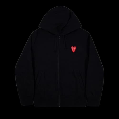 Comme des Garçons PLAY Heart Logo Zip Up Hooded Sweatshirt 'Black'
