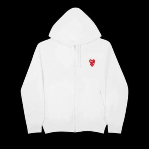 Comme des Garçons PLAY Heart Logo Zip Up Hooded Sweatshirt 'White'