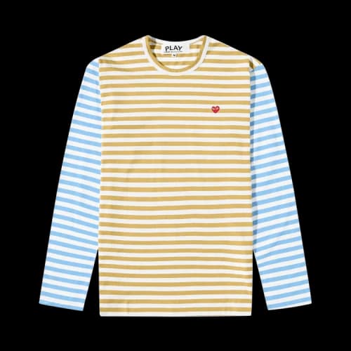 Comme des Garçons PLAY Bi-Color Long-Sleeve T-Shirt 'Olive/Blue'