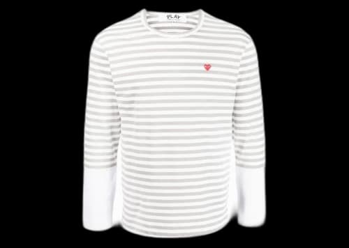 Comme des Garcons Play Embroidered Logo Striped Long-Sleeve Tee Grey/White