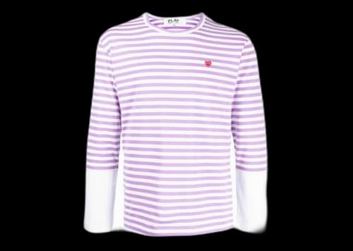 Comme des Garcons Play Embroidered Logo Striped Long-Sleeve Tee Purple/White