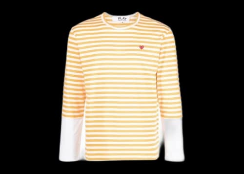 Comme des Garcons Play Embroidered Logo Striped Long-Sleeve Tee Blue/White