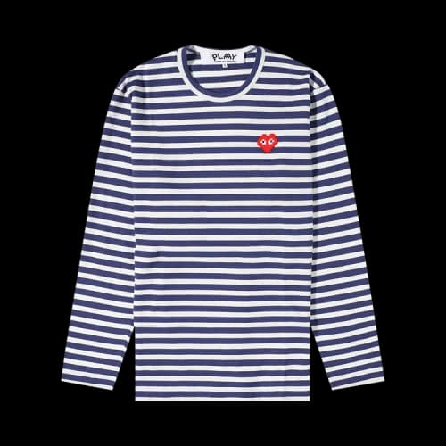 Comme des Garçons PLAY x Invader Striped Long-Sleeve T-Shirt 'White/Navy'