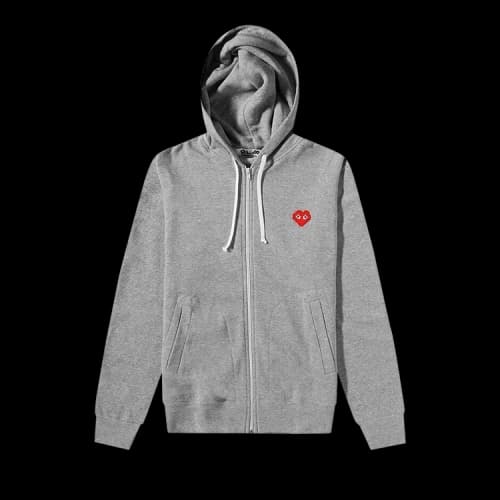 Comme des Garçons PLAY x Invader Logo Zip-Up Hoodie 'Grey'
