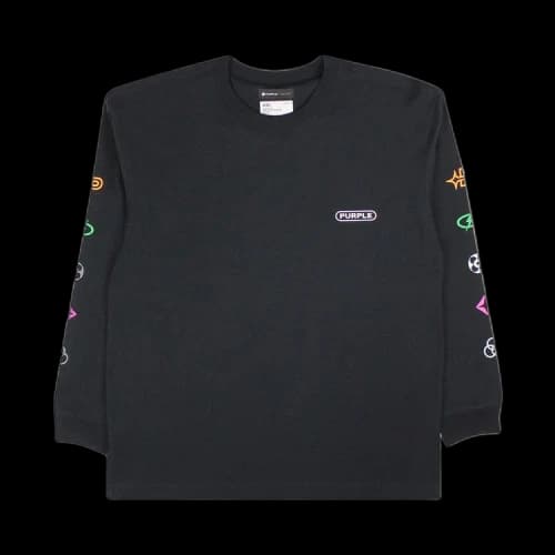 PURPLE BRAND Textured Jersey Long-Sleeve Tee 'Black'
